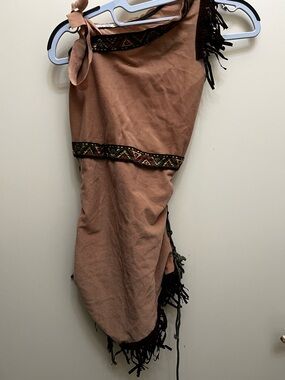 Brown Fringe Boho Shoulder Bag with Embroidered Trim